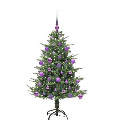 vidaXL Artificial Christmas Tree 150 LEDs Warm White PVC and PE Green