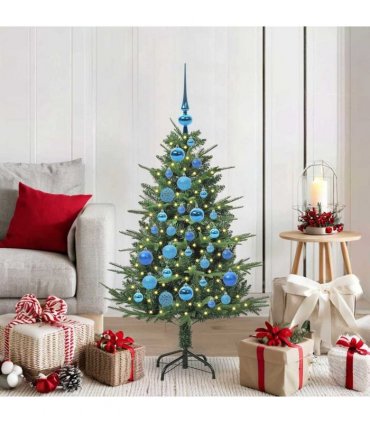vidaXL Artificial Christmas Tree 150 LEDs Warm White PVC and PE Green