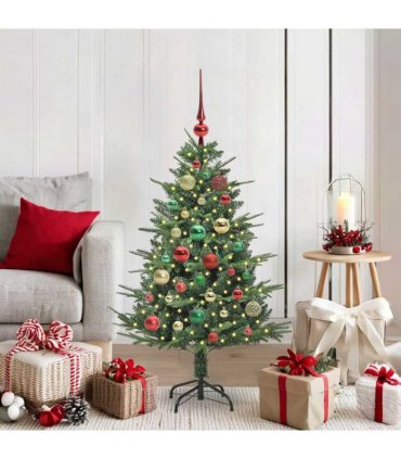 vidaXL Artificial Christmas Tree 150 LEDs Warm White PVC and PE Green