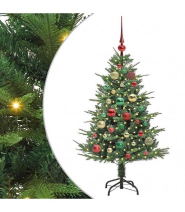 vidaXL Artificial Christmas Tree 150 LEDs Warm White PVC and PE Green
