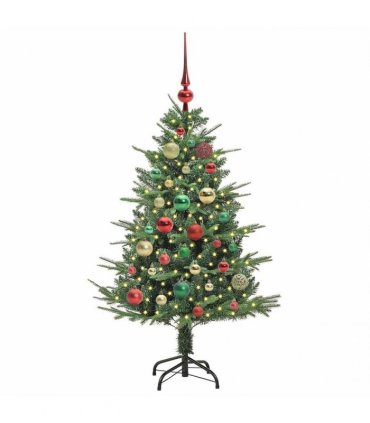 vidaXL Artificial Christmas Tree 150 LEDs Warm White PVC and PE Green