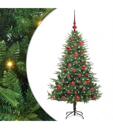 vidaXL Artificial Christmas Tree 150 LEDs Warm White PVC and PE Green