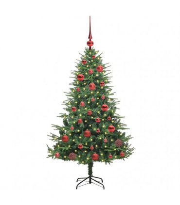 vidaXL Artificial Christmas Tree 150 LEDs Warm White PVC and PE Green