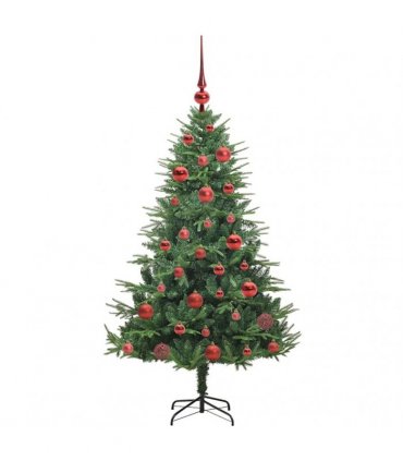 vidaXL Artificial Christmas Tree 150 LEDs Warm White PVC and PE Green
