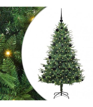 vidaXL Artificial Christmas Tree 150 LEDs Warm White PVC and PE Green