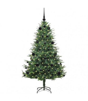 vidaXL Artificial Christmas Tree 150 LEDs Warm White PVC and PE Green