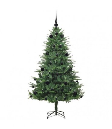 vidaXL Artificial Christmas Tree 150 LEDs Warm White PVC and PE Green
