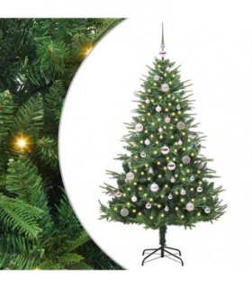 vidaXL Artificial Christmas Tree 150 LEDs Warm White PVC and PE Green