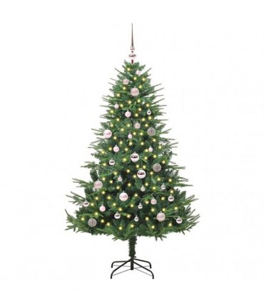 vidaXL Artificial Christmas Tree 150 LEDs Warm White PVC and PE Green