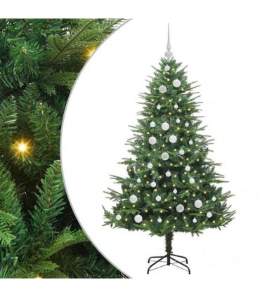 vidaXL Artificial Christmas Tree 150 LEDs Warm White PVC and PE Green
