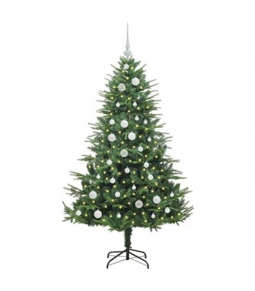 vidaXL Artificial Christmas Tree 150 LEDs Warm White PVC and PE Green