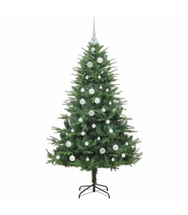 vidaXL Artificial Christmas Tree 150 LEDs Warm White PVC and PE Green