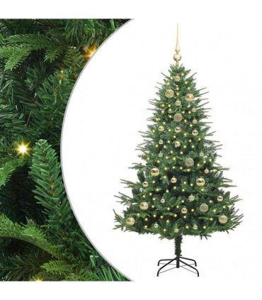 vidaXL Artificial Christmas Tree 150 LEDs Warm White PVC and PE Green