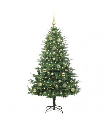 vidaXL Artificial Christmas Tree 150 LEDs Warm White PVC and PE Green