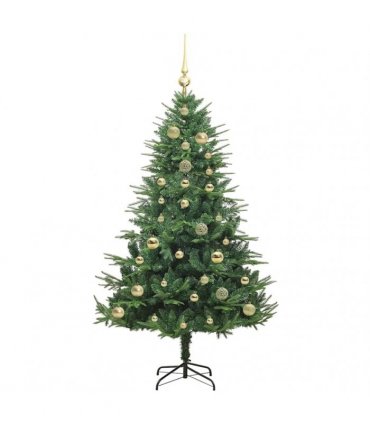 vidaXL Artificial Christmas Tree 150 LEDs Warm White PVC and PE Green