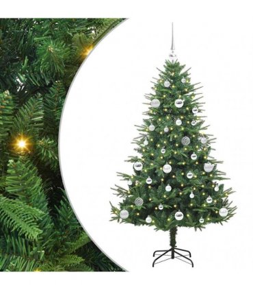 vidaXL Artificial Christmas Tree 150 LEDs Warm White PVC and PE Green
