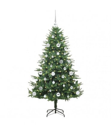 vidaXL Artificial Christmas Tree 150 LEDs Warm White PVC and PE Green