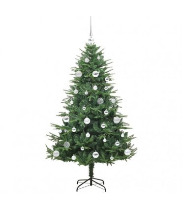 vidaXL Artificial Christmas Tree 150 LEDs Warm White PVC and PE Green
