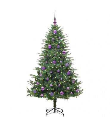 vidaXL Artificial Christmas Tree 150 LEDs Warm White PVC and PE Green