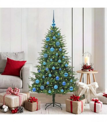 vidaXL Artificial Christmas Tree 150 LEDs Warm White PVC and PE Green