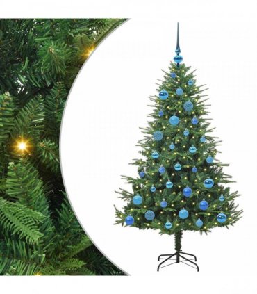 vidaXL Artificial Christmas Tree 150 LEDs Warm White PVC and PE Green