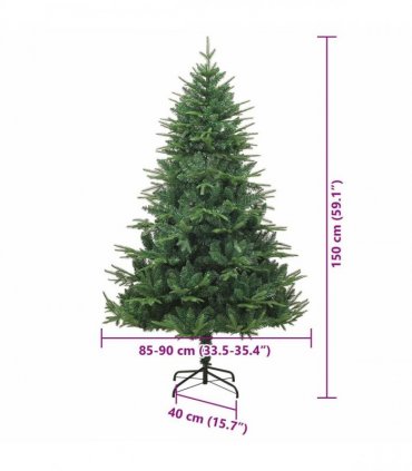 vidaXL Artificial Christmas Tree 150 LEDs Warm White PVC and PE Green
