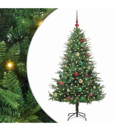 vidaXL Artificial Christmas Tree 150 LEDs Warm White PVC and PE Green