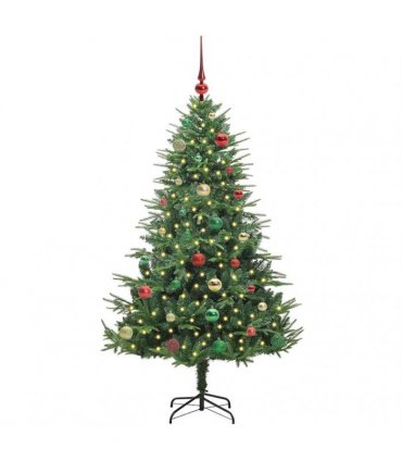 vidaXL Artificial Christmas Tree 150 LEDs Warm White PVC and PE Green