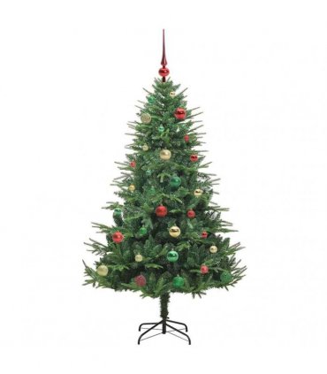 vidaXL Artificial Christmas Tree 150 LEDs Warm White PVC and PE Green