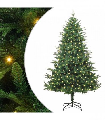 vidaXL Artificial Christmas Tree 300 LEDs Warm White PVC and PE Green