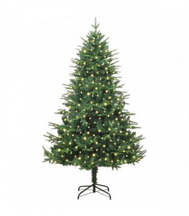 vidaXL Artificial Christmas Tree 300 LEDs Warm White PVC and PE Green