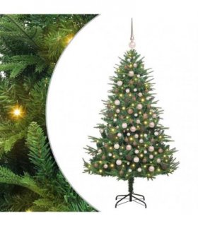 vidaXL Artificial Christmas Tree 300 LEDs Warm White PVC and PE Green