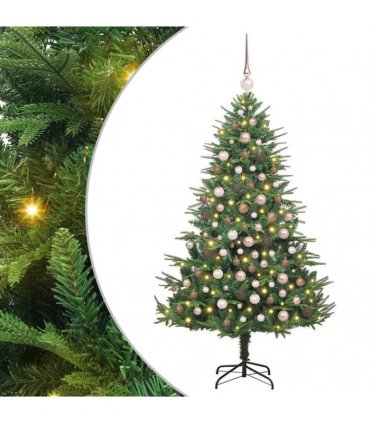 vidaXL Artificial Christmas Tree 300 LEDs Warm White PVC and PE Green