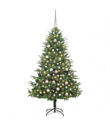vidaXL Artificial Christmas Tree 300 LEDs Warm White PVC and PE Green