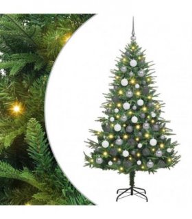 vidaXL Artificial Christmas Tree 300 LEDs Warm White PVC and PE Green