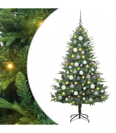 vidaXL Artificial Christmas Tree 300 LEDs Warm White PVC and PE Green