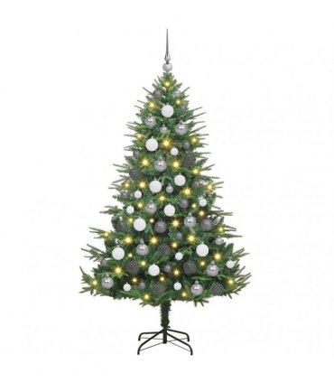 vidaXL Artificial Christmas Tree 300 LEDs Warm White PVC and PE Green