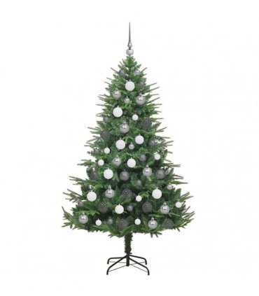 vidaXL Artificial Christmas Tree 300 LEDs Warm White PVC and PE Green