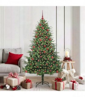 vidaXL Artificial Christmas Tree 300 LEDs Warm White PVC and PE Green