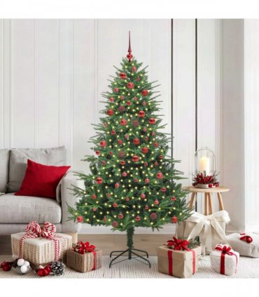 vidaXL Artificial Christmas Tree 300 LEDs Warm White PVC and PE Green
