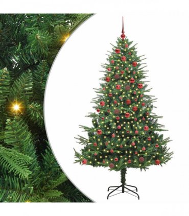vidaXL Artificial Christmas Tree 300 LEDs Warm White PVC and PE Green
