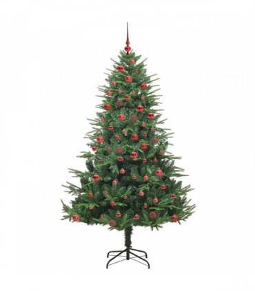 vidaXL Artificial Christmas Tree 300 LEDs Warm White PVC and PE Green