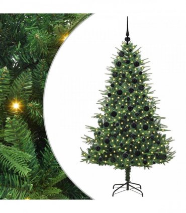 vidaXL Artificial Christmas Tree 300 LEDs Warm White PVC and PE Green