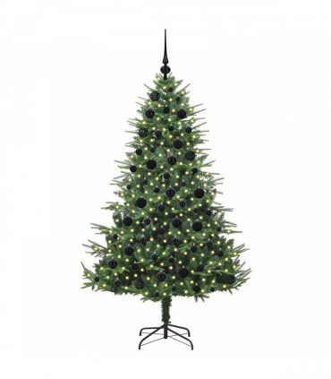 vidaXL Artificial Christmas Tree 300 LEDs Warm White PVC and PE Green