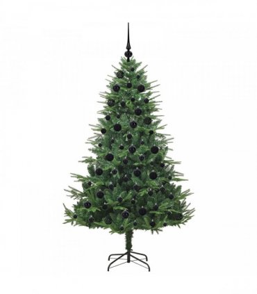 vidaXL Artificial Christmas Tree 300 LEDs Warm White PVC and PE Green
