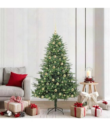 vidaXL Artificial Christmas Tree 300 LEDs Warm White PVC and PE Green