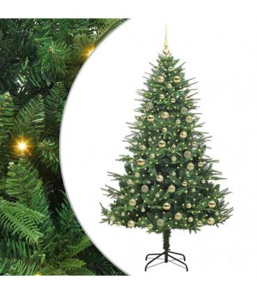 vidaXL Artificial Christmas Tree 300 LEDs Warm White PVC and PE Green