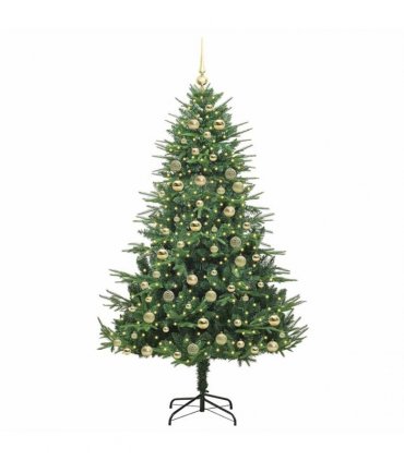 vidaXL Artificial Christmas Tree 300 LEDs Warm White PVC and PE Green