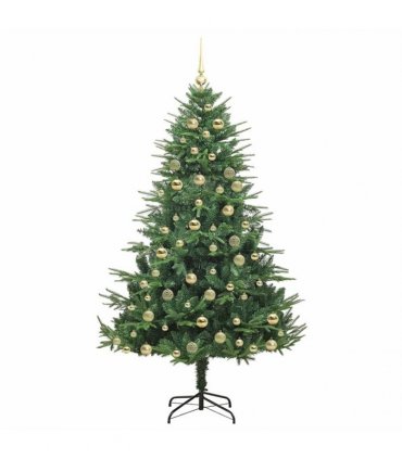 vidaXL Artificial Christmas Tree 300 LEDs Warm White PVC and PE Green