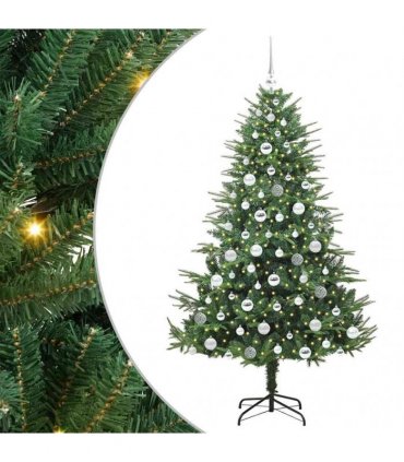 vidaXL Artificial Christmas Tree 300 LEDs Warm White PVC and PE Green